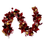 Vickerman L212772 6' Artificial Red Poinsettia Deco Garland