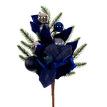 Vickerman L213017 17" Artificial Midnight Blue Magnolia And Poinsettia Leaf Deco Pick 2 Per Box