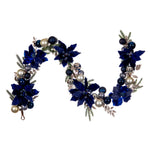 Vickerman L213072 6' Midnight Blue Magnolia And Poinsettia Leaf Garland