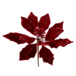 Vickerman L217203 9" Artificial Red Double Sided Velvet Poinsettia Christmas Pick 2 Per Bag
