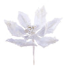 Vickerman L217211 9" Artificial White Double Sided Velvet Poinsettia Christmas Pick 2 Per Bag