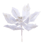 Vickerman L217211 9" Artificial White Double Sided Velvet Poinsettia Christmas Pick 2 Per Bag