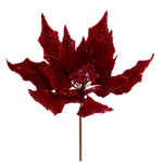 Vickerman L217403 14" Artificial Red Double Sided Velvet Poinsettia Christmas Pick