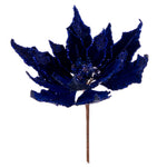 Vickerman L217431 12" Artificial Midnight Blue Double Sided Velvet Poinsettia Christmas Pick