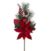 Vickerman L225404 22" Merry Red Poinsettia Ball And Fern Decorated Spray 2 Per Bag.
