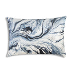 Lapis Blue Pillow Printed Decorative Cushion with Watercolor Marble Print and Metallic Foil Modern Glam Style By Cloud9