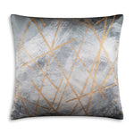 Leah Grey Gold Abstract Pillow 22" X 22" Printed Decorative Cushion Modern Glam Style By Cloud9