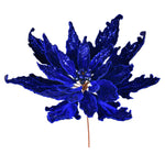 Vickerman LF202231 16" X 22" Midnight Blue Velvet Sequin Poinsettia Artificial Christmas Pick