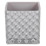 Vickerman LG182413 4" Crystal Gray Square Glass Container Set Of 2