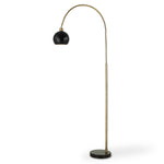 Contemporary Living Room Arc Floor Lamp Antique Brass With Black Shade 72" H by One Pixie Street