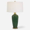 Uttermost 30226 Verdell Green Ceramic Table Lamp with Brass Accents