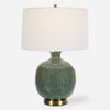 Uttermost 30238-1 Nataly Aged Green Ceramic Table Lamp with Antique Brass Accents