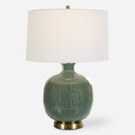 Uttermost 30238-1 Nataly Aged Green Ceramic Table Lamp with Antique Brass Accents