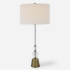Uttermost 30233 Annily Crystal Table Lamp with Tapered Crystal Column and Antiqued Brass Accents