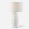 Uttermost 30239 Window Pane White Table Lamp with Embossed Ceramic Tiles and Brass Accents