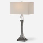 Uttermost 30246 Edison Tapered Iron Table Lamp with Distressed Black Finish and Crystal Accent