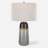 Uttermost 30219-1 Coen Gray Ceramic Table Lamp with Rustic Brown Accent Band
