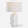Uttermost 30256-1 Emerie Textured White Porcelain Table Lamp with Raised Brick Pattern