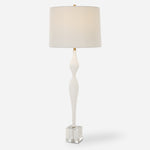 Uttermost 30259 Helena Slender White Ceramic Table Lamp with Crystal Foot