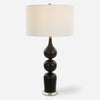 Uttermost 30260 Caviar Black Table Lamp with Crystal Foot and White Linen Shade