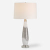 Quinn 31" Table Lamp – Crystal Foot and Brushed Nickel Design