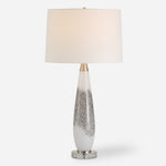 Uttermost 30263 Quinn White & Silver Table Lamp with Crystal Foot and Brushed Nickel Accents