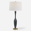 Uttermost 30290 Remy Polished Table Lamp in Dark Navy Blue Ceramic with Brushed Brass Accents