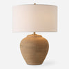 Uttermost 30347-1 Treviso Terracotta Table Lamp with White Linen Shade and Brass Accents