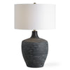 Uttermost 30367-1 Graphite Ribbed Table Lamp with Distressed Charcoal Ceramic Base