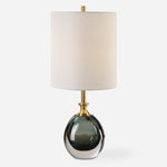 Uttermost 30291-1 Enigma Teal Blue Glass Buffet Lamp with Brass Plated Accents
