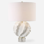 Uttermost 30292 Saylor White Ceramic Table Lamp with Brass Accents and Crystal Foot