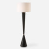 Uttermost 30351 Layla Black Tapered Floor Lamp with Antique Brass Accents and White Linen Shade