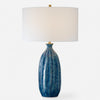 Uttermost 30377-1 Bixby Blue Ceramic Table Lamp with Antique Brass Accents