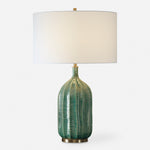 Uttermost 30378-1 Bixby Green Table Lamp with Antique Brass Accents