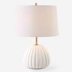 Uttermost 30358-1 Lynna Ivory Table Lamp with Brass Accents and White Linen Hardback Shade