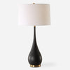 Uttermost 30360 Nocturnal Black Table Lamp with Brass Plated Accents and White Linen Shade