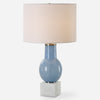 Uttermost 30297-1 Clear Sky Blue Glass Table Lamp with White Marble Base