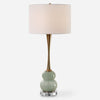 Uttermost 30298-1 Sanctuary Green Gray Glass Table Lamp with Antique Brass Neck
