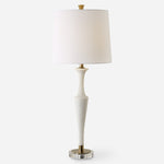 Uttermost 30343-1 Colette White Stone Table Lamp with Antique Brass Accents