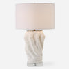 Uttermost 30296-1 Stratified White Table Lamp with Layered Ring Ceramic Base and Brass Accents