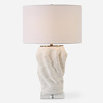 Uttermost 30296-1 Stratified White Table Lamp with Layered Ring Ceramic Base and Brass Accents