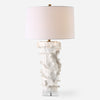 Uttermost 30295-1 Wisp White Table Lamp with Flowing Deep Ridges and Crystal Foot