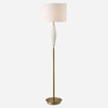 Uttermost 30352 Quite The Buzz White Ceramic Floor Lamp with Antique Brass Accents