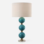 Uttermost 30362-1 Palawan Blue Glaze Table Lamp with Stacked Ceramic Spheres