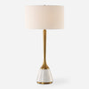 Uttermost 30365 Avola White Marble Table Lamp with Antique Brass Accents