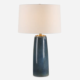 Uttermost 30363-1 Submerged Deep Blue Ceramic Table Lamp with Brass Accents
