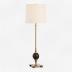 Uttermost 30449-1 Dempsey Marble Buffet Lamp with Black Orb and White Linen Shade