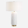 Uttermost 30450 Iona White Glaze Table Lamp with Textured Ceramic Base