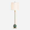 Uttermost 30466 Bledel Brass Buffet Lamp with Green Marble Accent and White Linen Shade