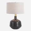 Uttermost 30470 Flanagan Mottled Gloss Table Lamp with Matte Black Ceramic Base